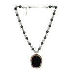Load image into Gallery viewer, Pearl Chain Necklace with Black Buddha Locket