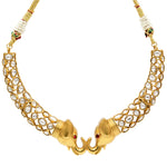 Load image into Gallery viewer, Gold-Toned Kundan & Pearl Necklace Set with Elephant Motif