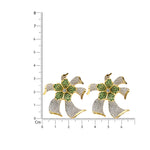 Load image into Gallery viewer, Elegant Bow-Knot Stud Earrings with Green & White CZ Stones