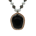 Load image into Gallery viewer, Pearl Chain Necklace with Black Buddha Locket