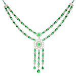 Load image into Gallery viewer, Emerald Green & Diamond Studded Jewellery Set