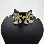 Load image into Gallery viewer, Elegant Bow-Knot Stud Earrings with Green & White CZ Stones
