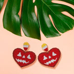 Load image into Gallery viewer, Spooky-Cute Handcrafted Halloween Heart Earrings