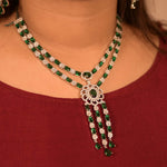 Load image into Gallery viewer, Emerald Green & Diamond Studded Jewellery Set