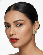 Load image into Gallery viewer, Royal Ruby & Kundan-Style Octagonal Stud Earrings
