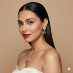 Load image into Gallery viewer, Regal Crimson Teardrop Halo Pendant & Earring Set