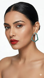 Load image into Gallery viewer, Royal Pink Octagon Statement Earrings