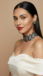 Load image into Gallery viewer, Royal Multi-Stone Mosaic Choker & Floral Stud Set