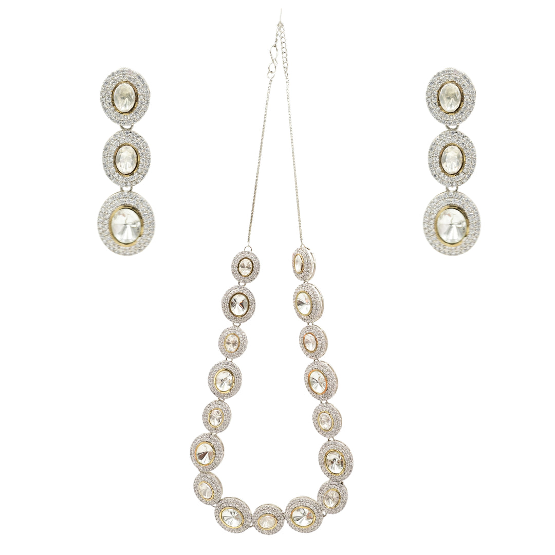 Blingy White Polki Diamond Necklace Set