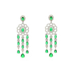 Load image into Gallery viewer, Emerald Green &amp; Diamond Studded Jewellery Set
