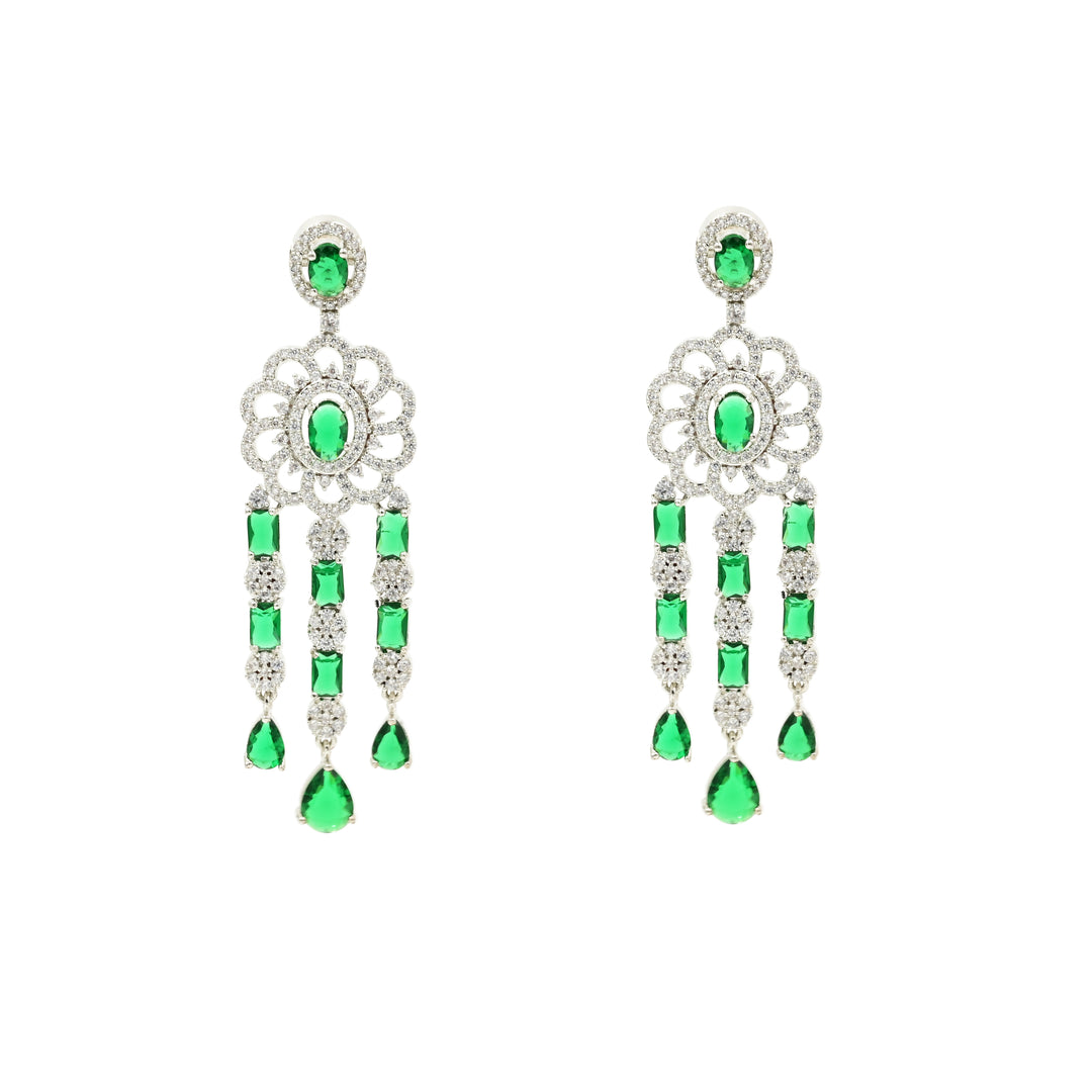 Emerald Green & Diamond Studded Jewellery Set