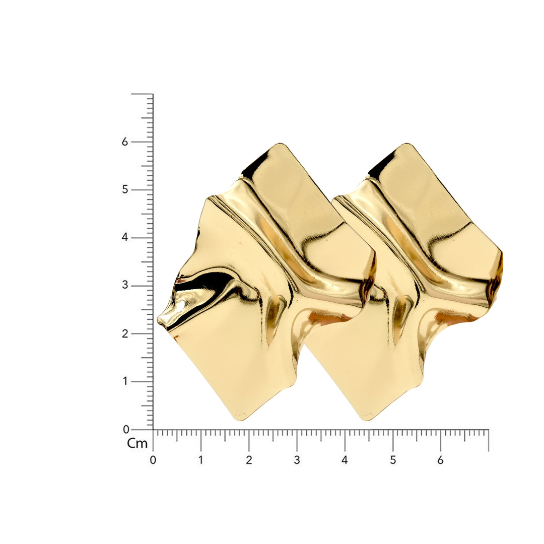 Gold-Tone Wavy Square Stud Earrings