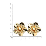 Load image into Gallery viewer, Bold Gold-Tone Layered Floral Stud Earrings
