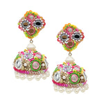Load image into Gallery viewer, Handcrafted Multicolored Mirror Work Jhumka Earrings &amp; Maang Tika Set
