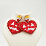 Load image into Gallery viewer, Spooky-Cute Handcrafted Halloween Heart Earrings
