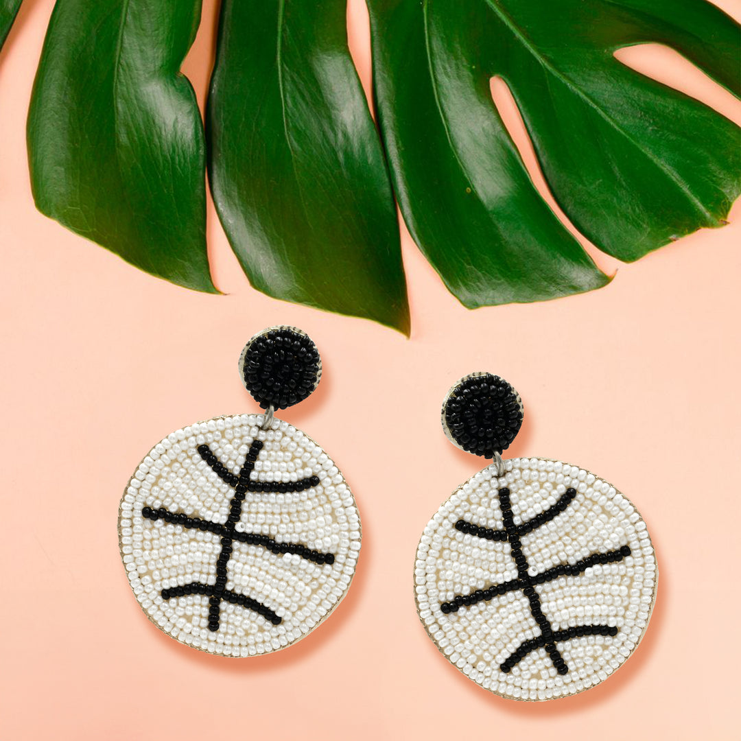 Handcrafted Beaded Basketball Earrings