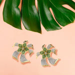 Load image into Gallery viewer, Elegant Bow-Knot Stud Earrings with Green &amp; White CZ Stones
