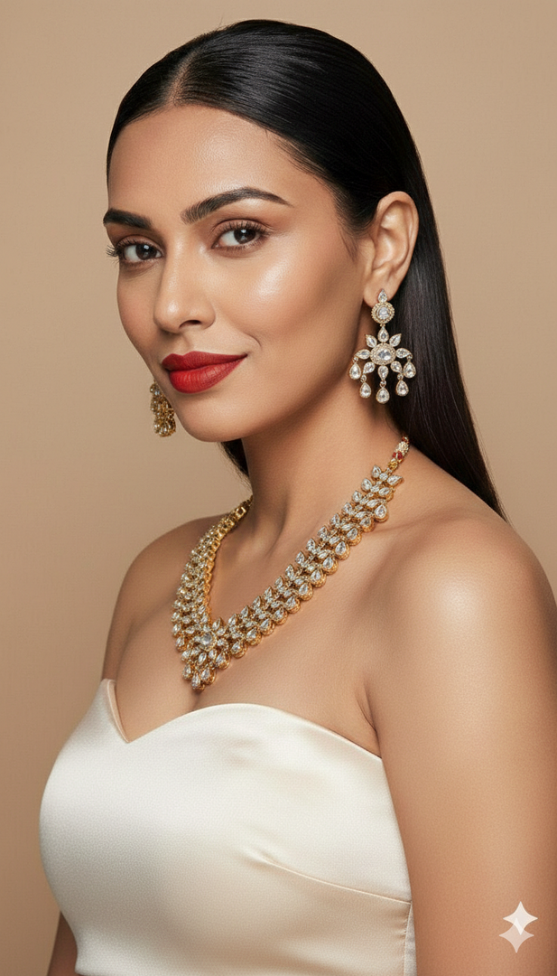 POLKI SET WITH DROPS