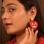 Load image into Gallery viewer, Spooky-Cute Handcrafted Halloween Heart Earrings
