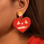 Load image into Gallery viewer, Spooky-Cute Handcrafted Halloween Heart Earrings
