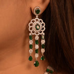 Load image into Gallery viewer, Emerald Green &amp; Diamond Studded Jewellery Set
