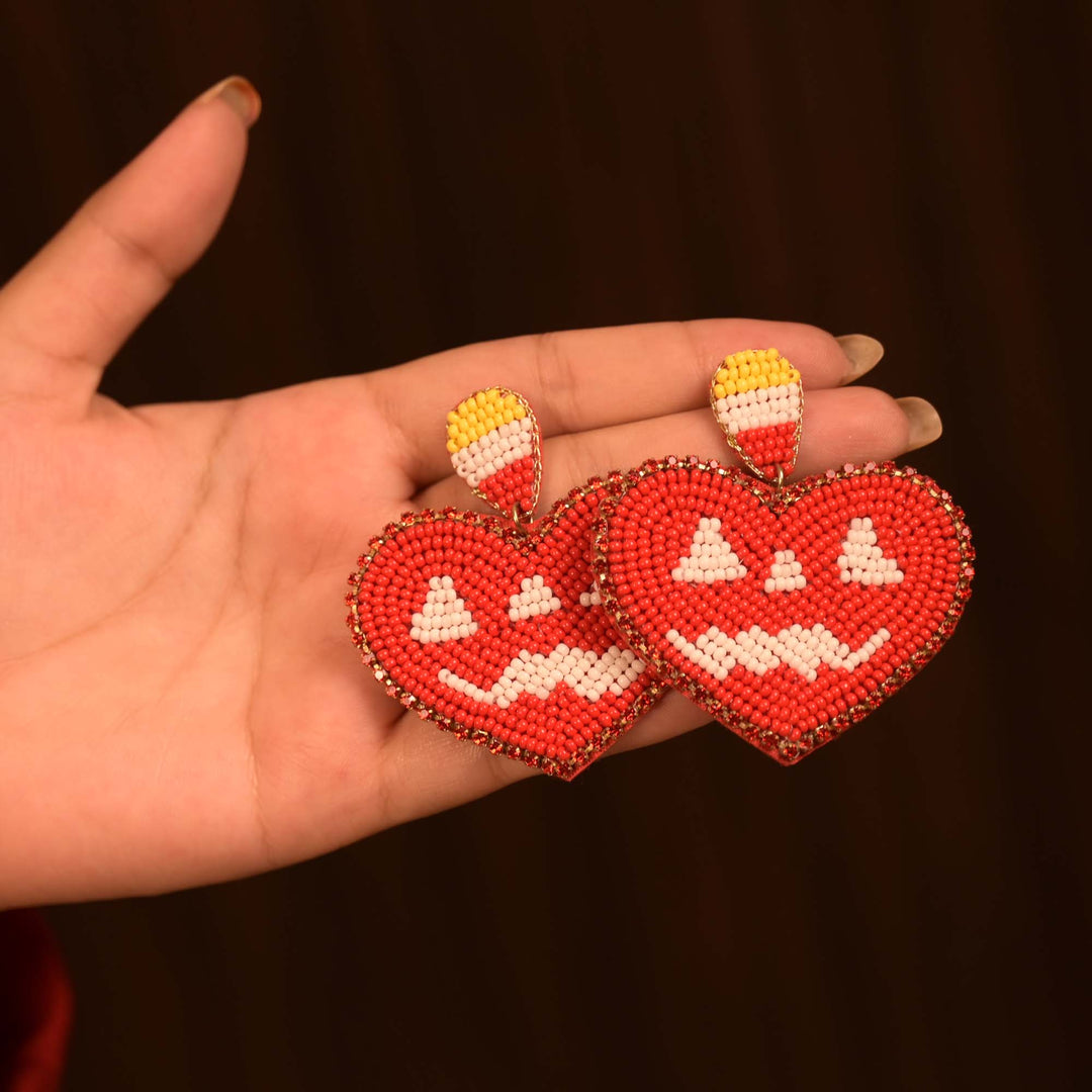Spooky-Cute Handcrafted Halloween Heart Earrings