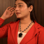 Load image into Gallery viewer, Pearl Chain Necklace with Black Buddha Locket
