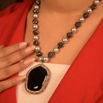 Load image into Gallery viewer, Pearl Chain Necklace with Black Buddha Locket
