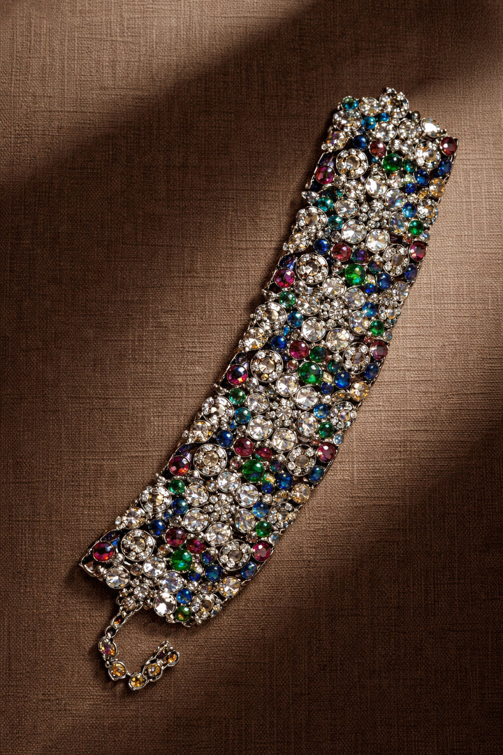 Royal Multi-Stone Mosaic Choker & Floral Stud Set