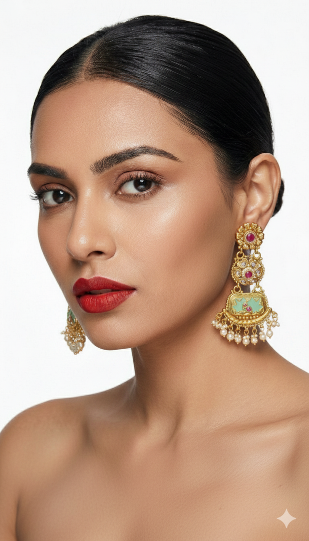 Abstract Triple-Petal Liquid Metal Necklace & Earrings Set