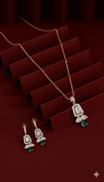 Load image into Gallery viewer, Emerald &amp; Diamond-Style Geometric Jewelry Set