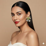 Load image into Gallery viewer, Elegant Bow-Knot Stud Earrings with Green &amp; White CZ Stones