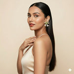 Load image into Gallery viewer, Elegant Bow-Knot Stud Earrings with Green &amp; White CZ Stones