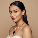 Load image into Gallery viewer, Pearl Chain Necklace with Black Buddha Locket