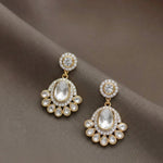 Load image into Gallery viewer, Traditional Kundan-Style Drop Earrings with Crimson Accents