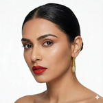 Load image into Gallery viewer, Tapered Gold-Tone Stardust Teardrop Earrings
