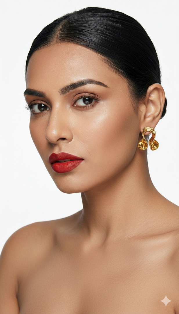 Modern Silver Ribbon Stud Earrings