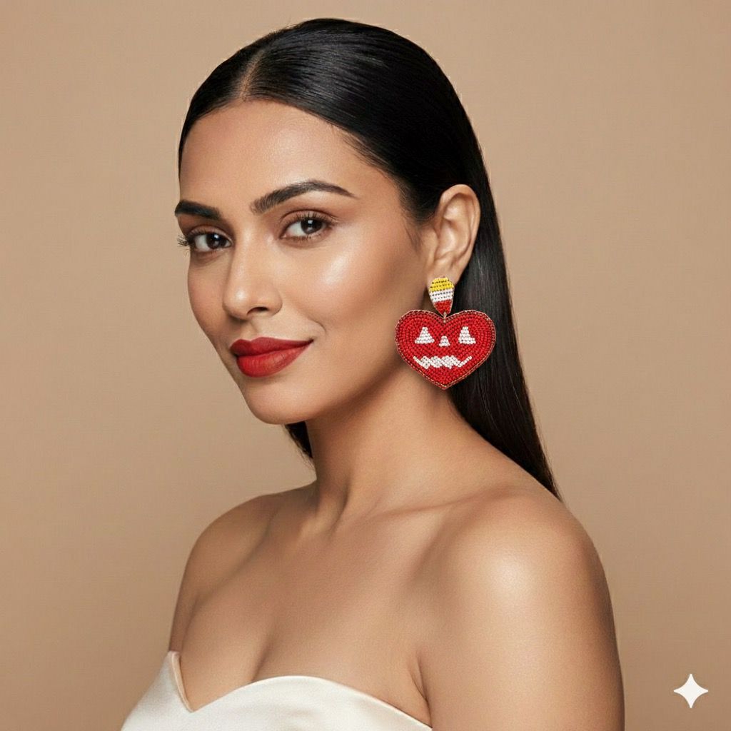 Spooky-Cute Handcrafted Halloween Heart Earrings