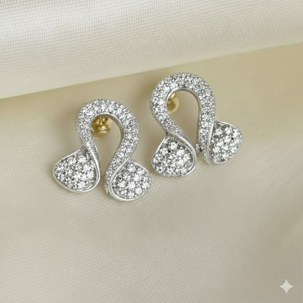 Modern Silver Ribbon Stud Earrings