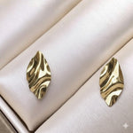 Load image into Gallery viewer, Sculptural Gold-Tone Wavy Leaf Statement Earrings